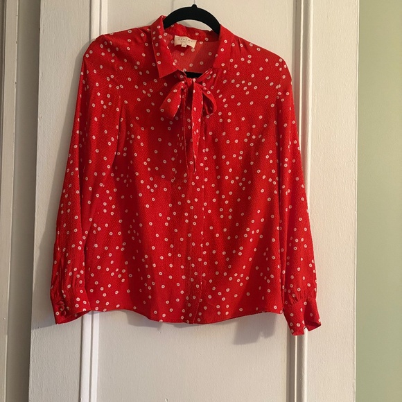 Sezane red silk blouse - Picture 6 of 8